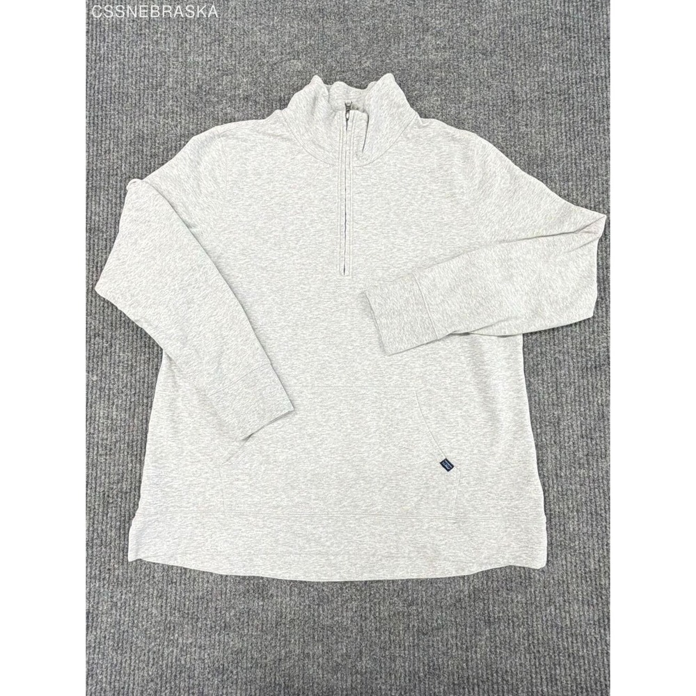 LL Bean Gray Womens Quarter Zip Pullover Sweatshirt Heathered Cotton Knit - XL